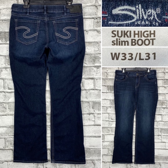 Silver Suki High Slim Boot 33 x 31 Bootcut Jeans